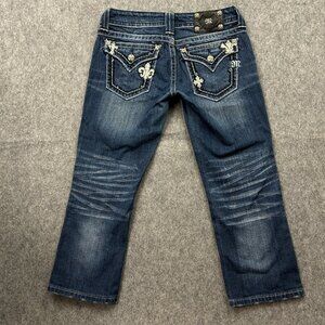 Miss Me Capri Jeans Women's Size 27 Low Rise Jeweled Medium Wash Denim